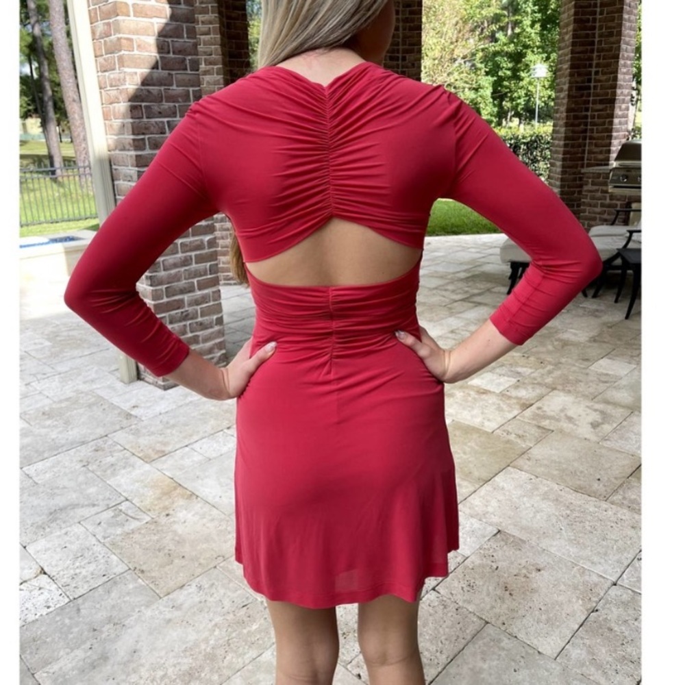 BCBGMaxAzria Back Cutout Red Dress Size Small - Picture 4 of 6